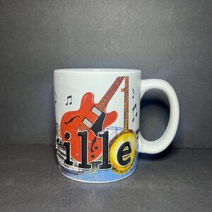 Music City Nashville Tennessee Large 16oz City Line, Guitar & Banjo Souvenir Mug